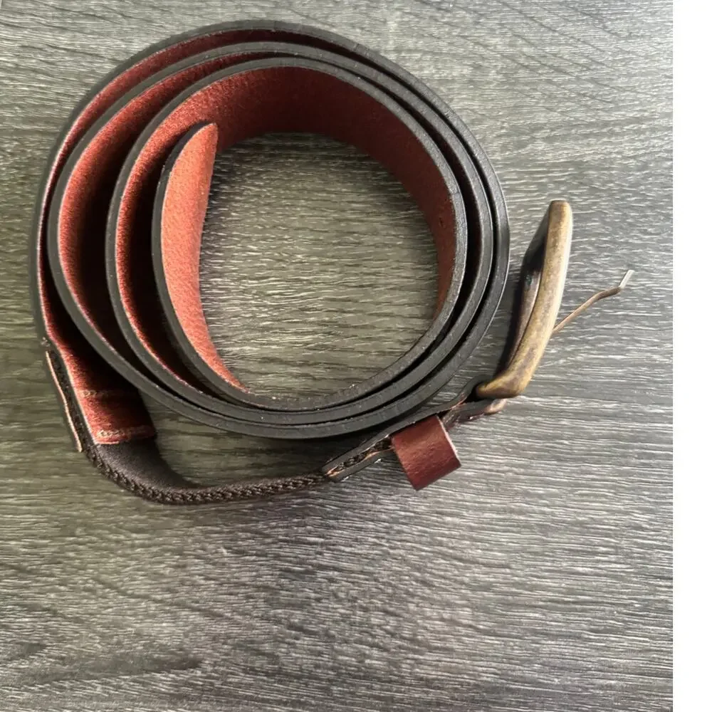 LL Bean Mens Brown Leather Stretch Belt Brass Buckle 509490 Made In UK Size 44